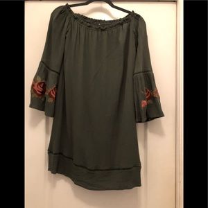 Rose boho floral mini dress